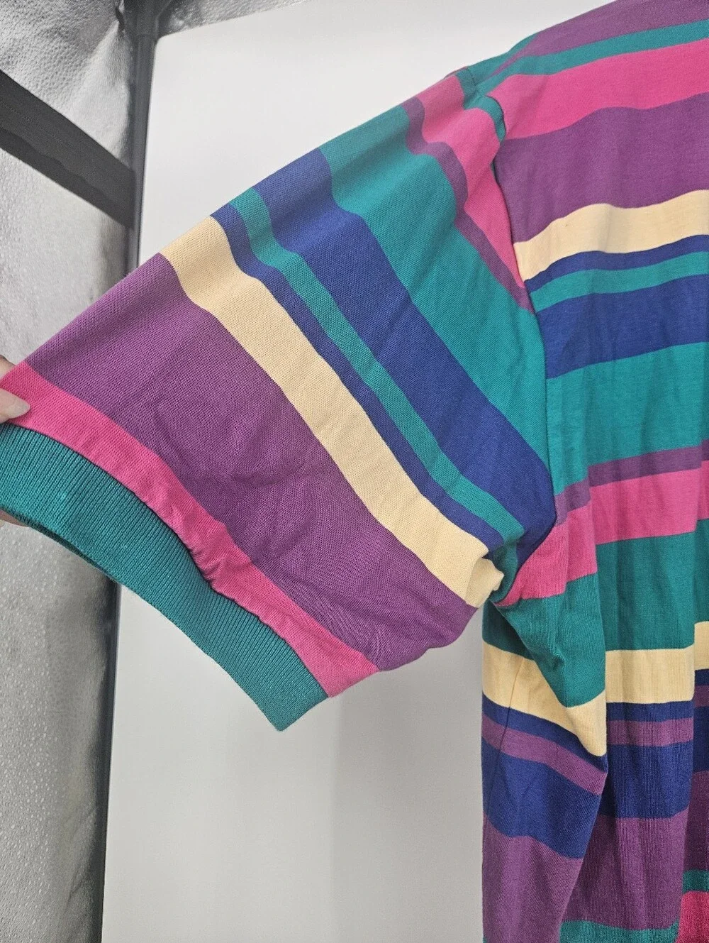 Vintage Deadstock Chaps Ralph Lauren 90s Striped Monogrammed Long Polo Shirt NWT